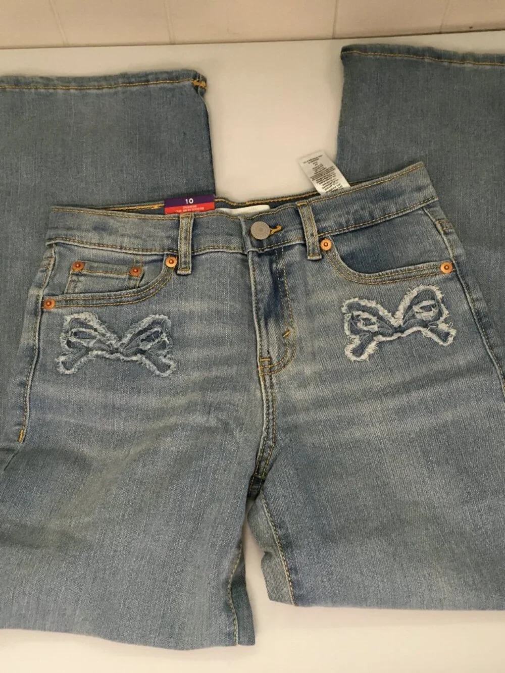 NEW NWT Levi's Girls Wide Leg Jeans Size 10 New With Tags Bow Detail